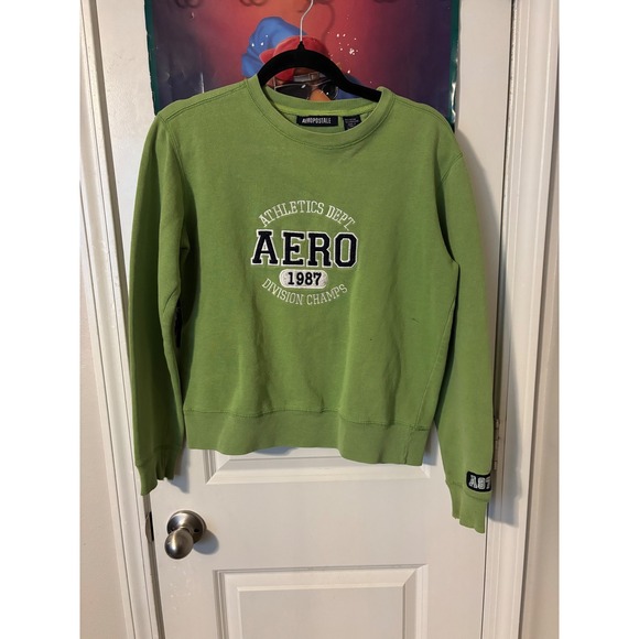 Aeropostale Tops - Aeropostale Womens Lime Green Aero 1987 Athletics Crewneck Sweatshirt XS y2k